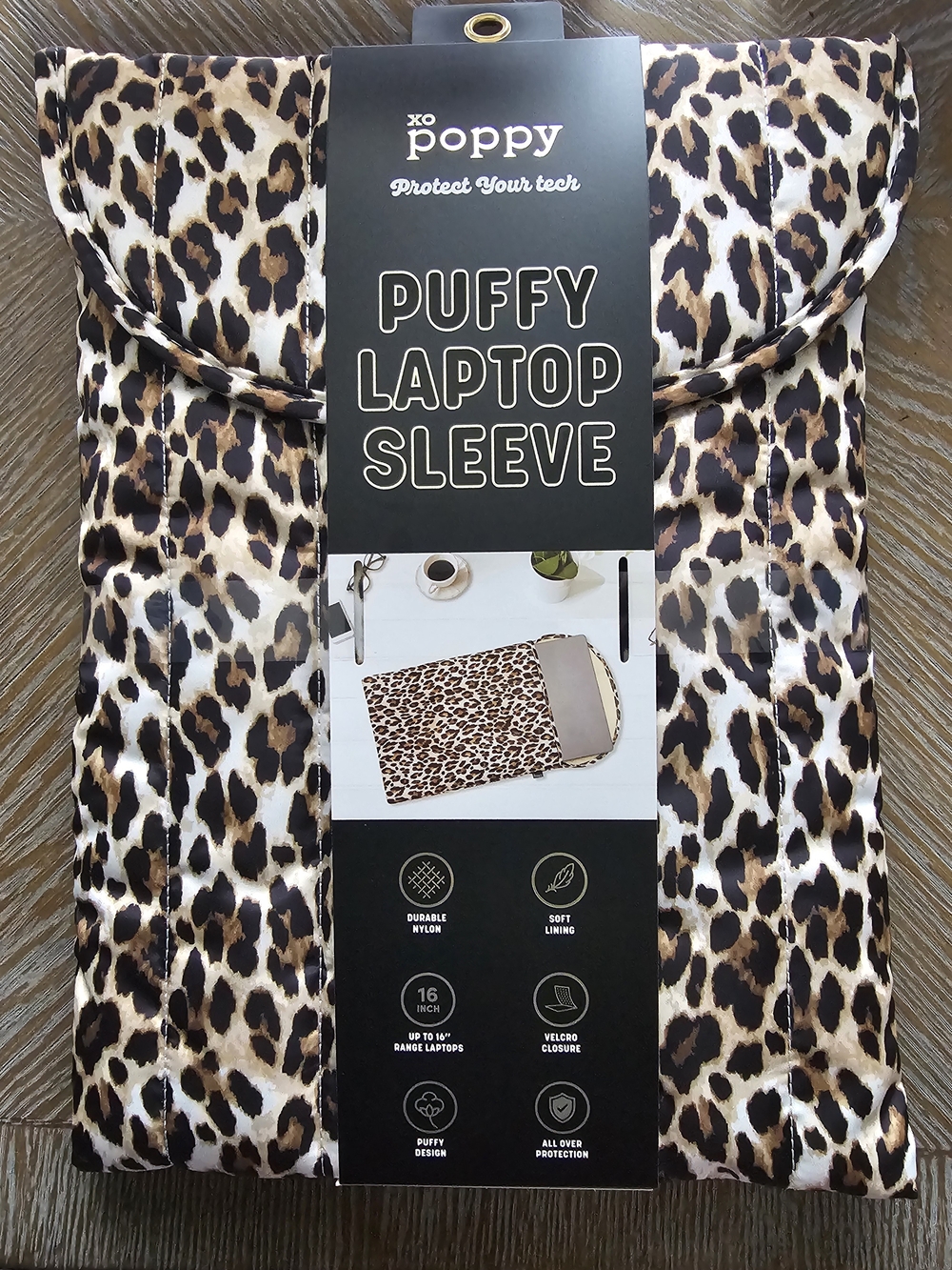 Poppy Puffy Leopard Laptop Sleeve Up To 16" Range Laptop